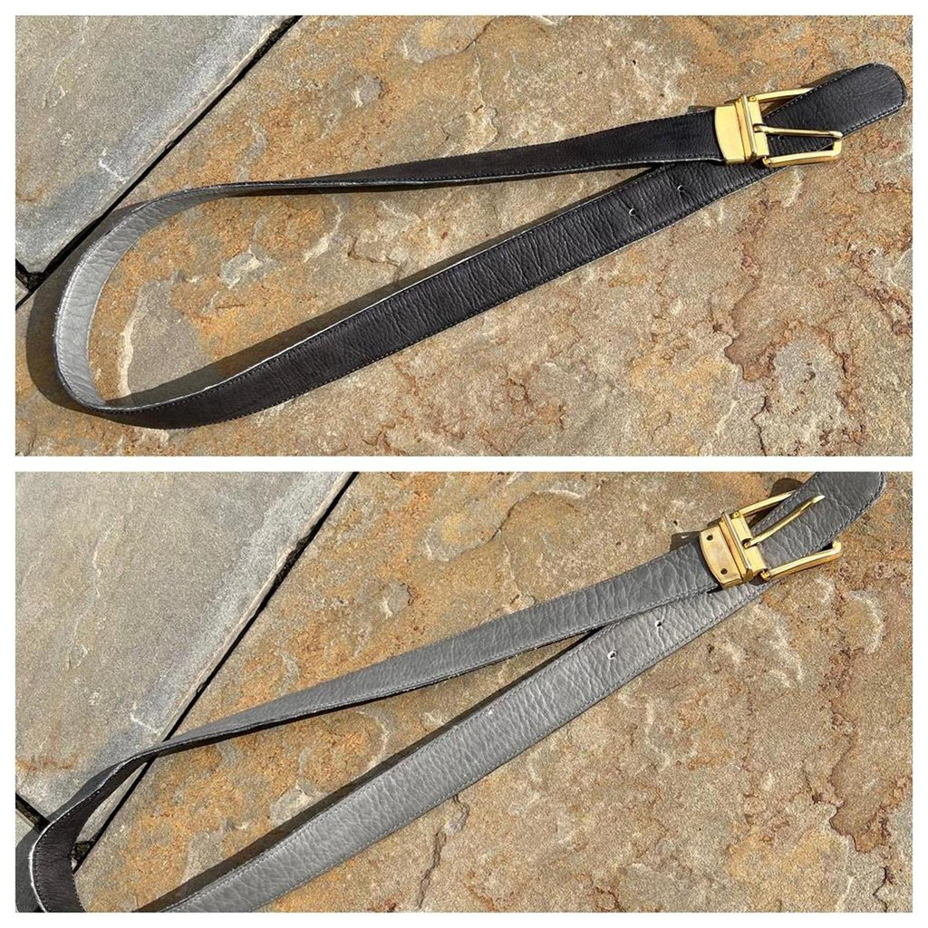 Vintage 90s Reversible Black/Grey Leather Belt