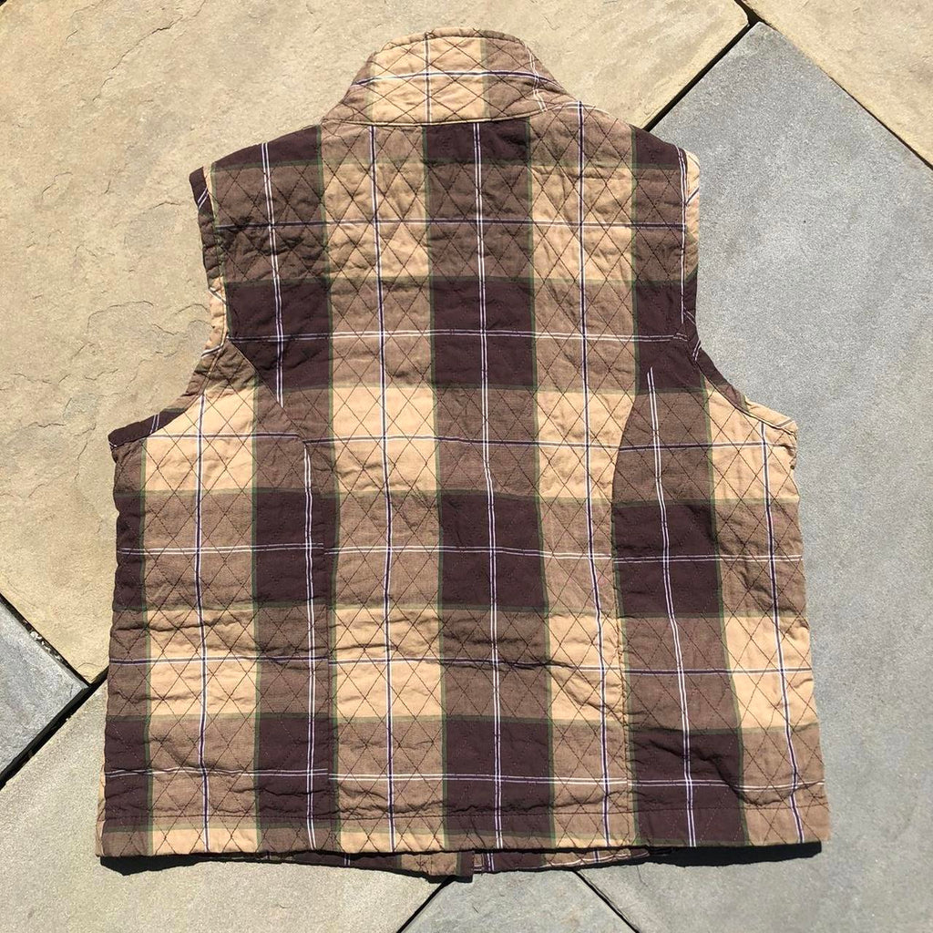 Vintage 90s Quilted Plaid Snap Vest