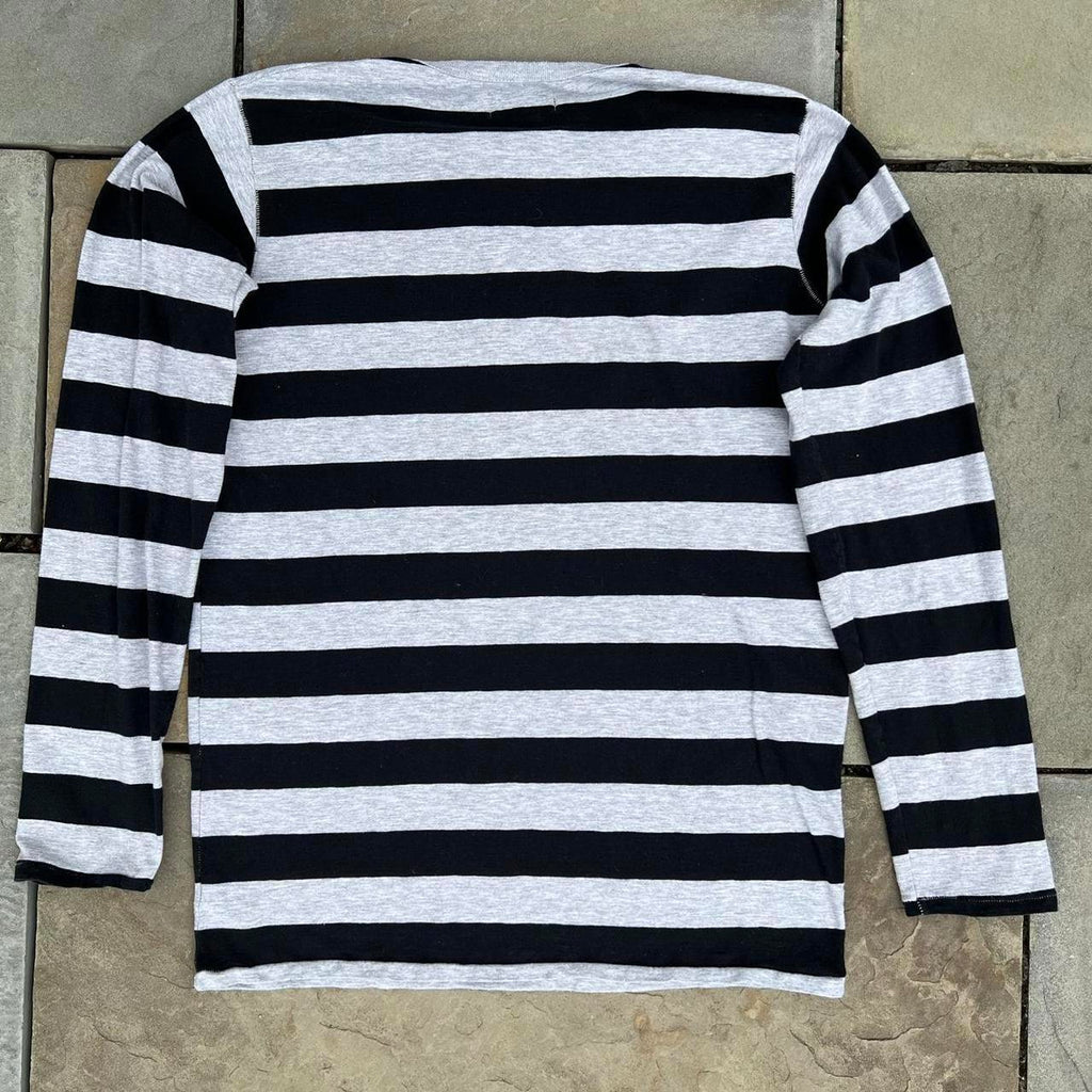Black + Geather Grey Thick Striped Henley