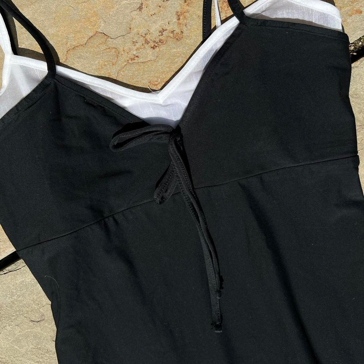 Black w/ White Contrast Double Strap Mini Dress