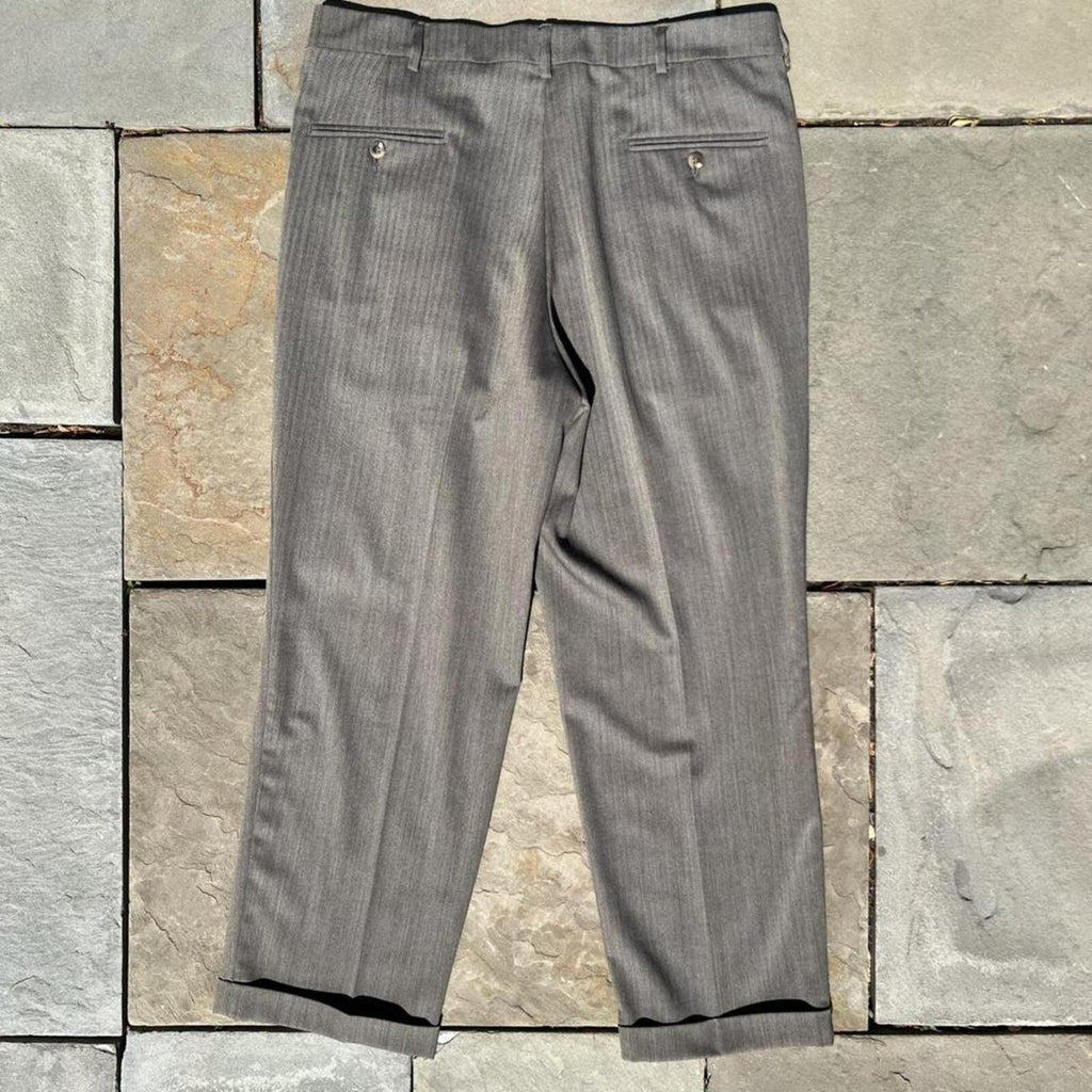 Neo-Vintage Y2K Grey Tan Herringbone Knit Pleated Pants