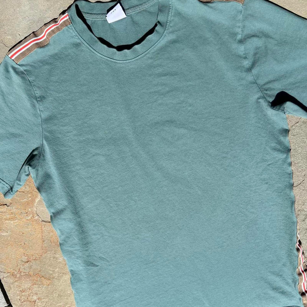 Pale Teal Stripe Taping T-shirt