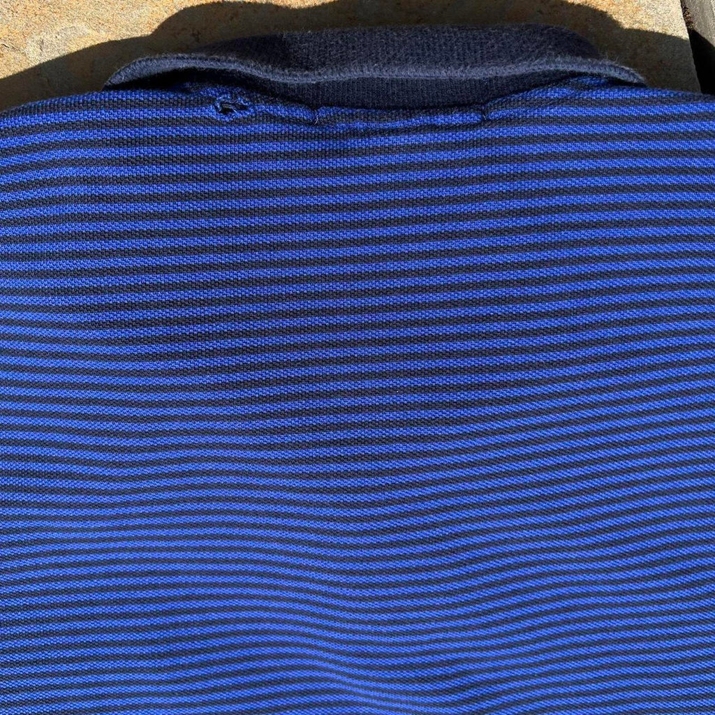 Y2K Polo by Ralph Lauren Blue Navy Micro Stripe Pique Polo