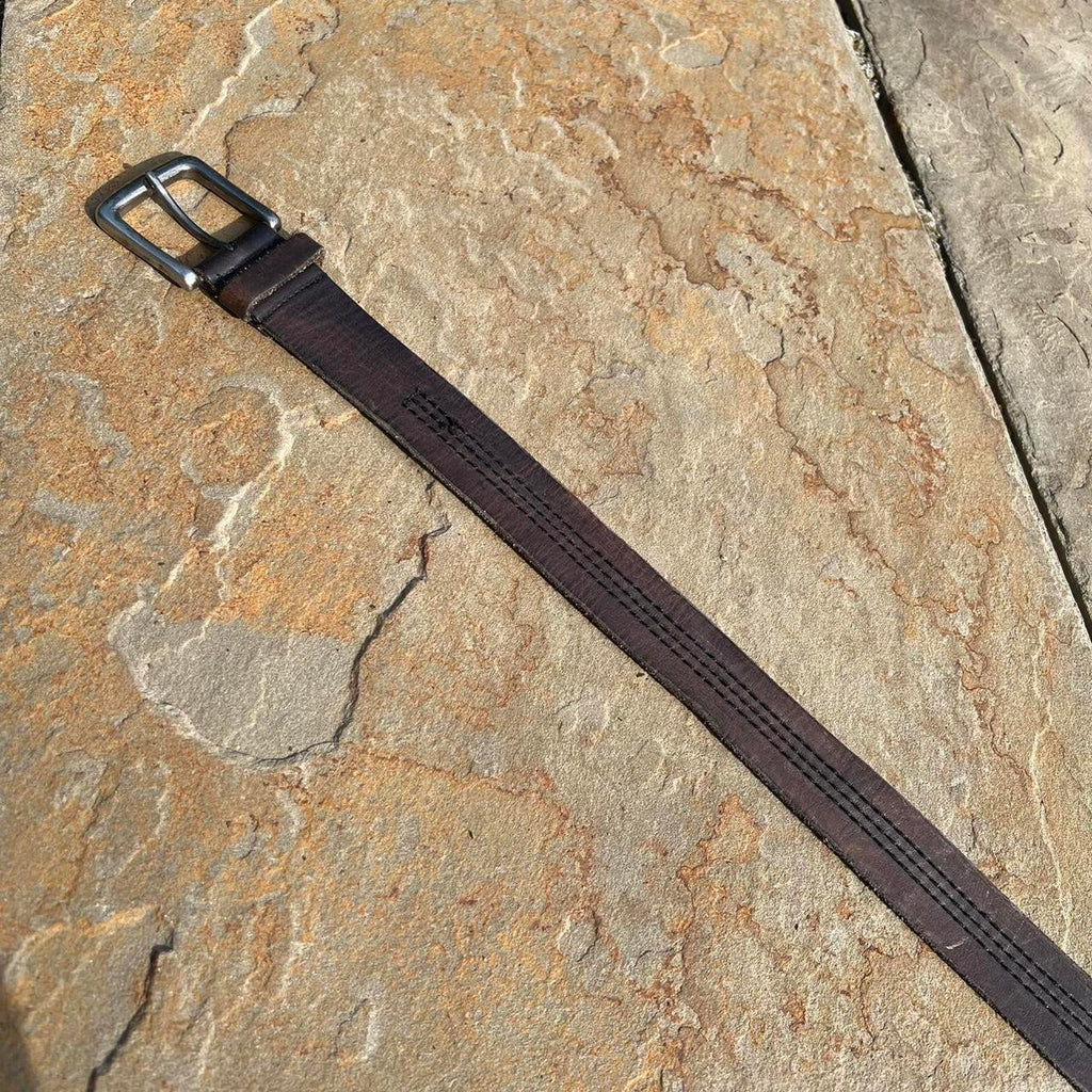Brown Leather Triple Stitch Belt