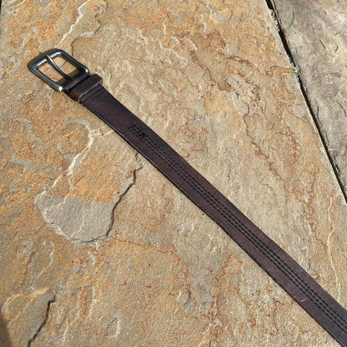 Brown Leather Triple Stitch Belt