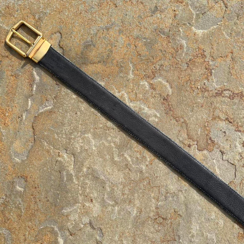 Vintage 90s Reversible Black/Grey Leather Belt