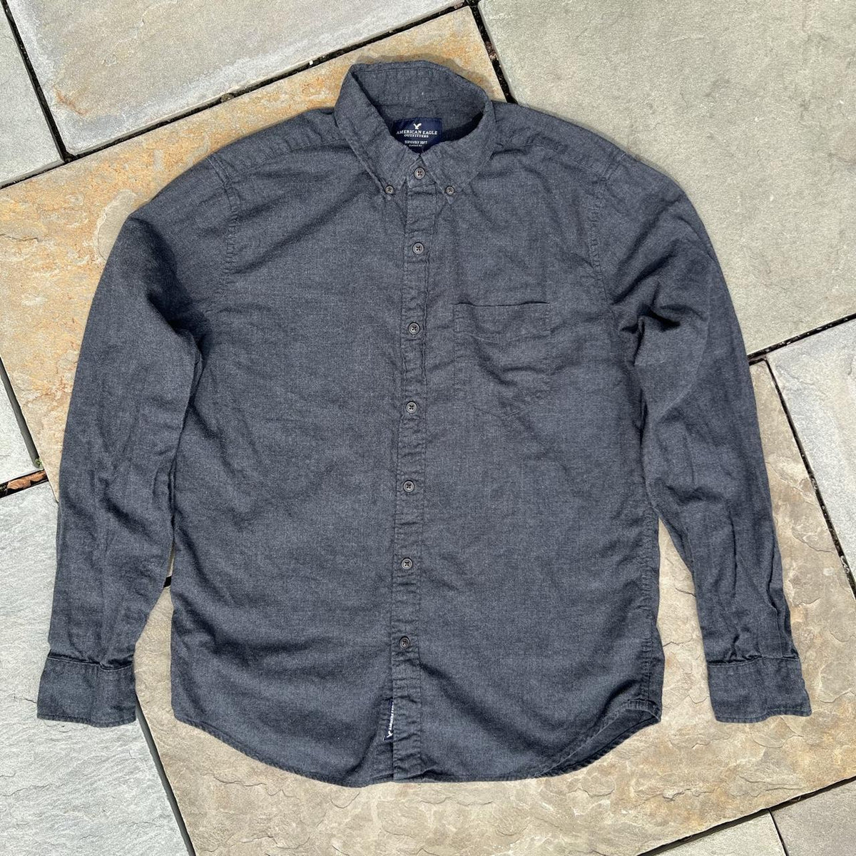 American Eagle Dark Grey Button Down Shirt