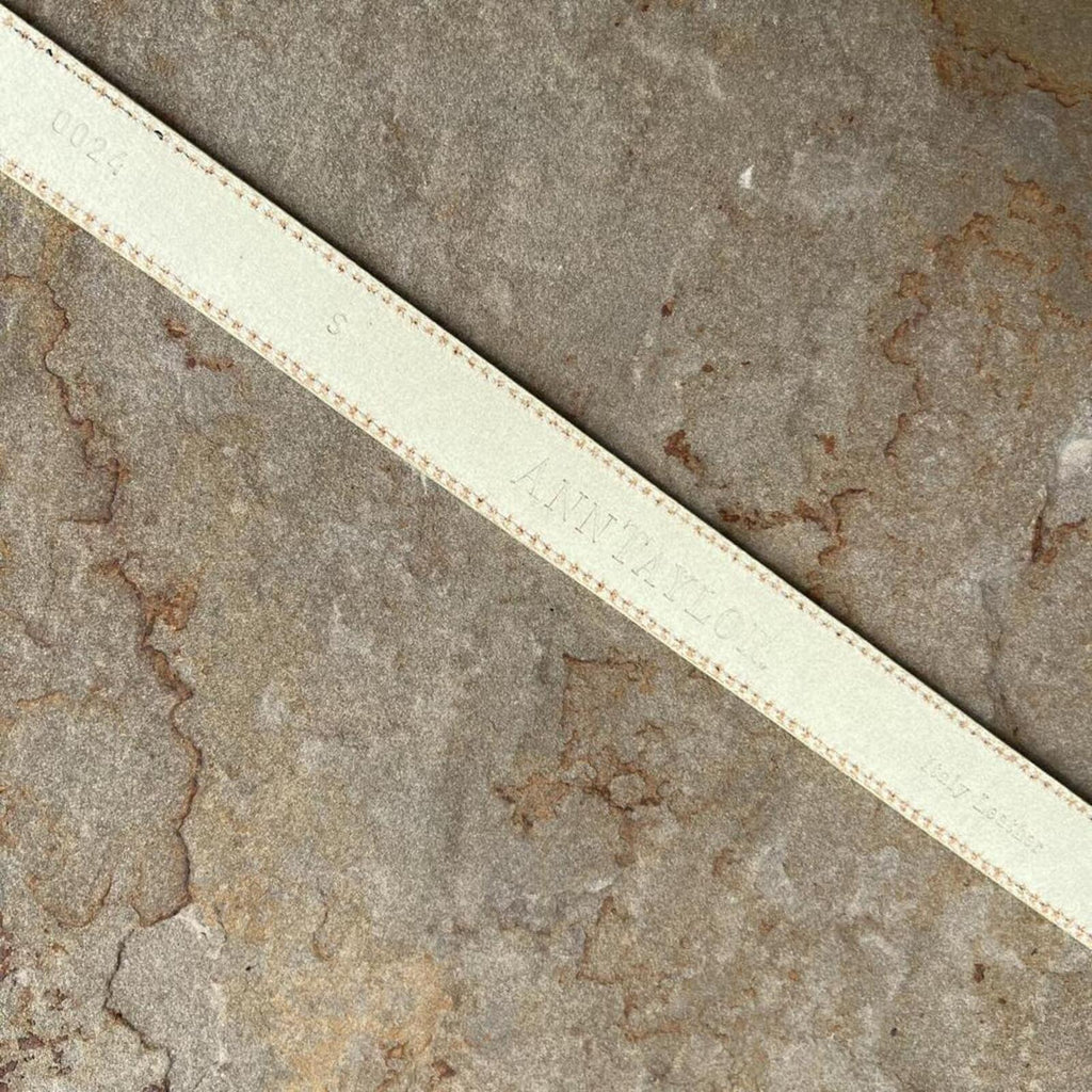 Vintage 90s Italian Leather Tan/Pale Green Stitch+Edge Belt
