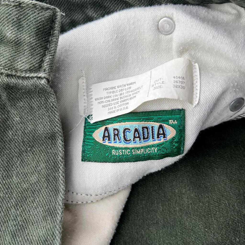 Vintage 90s Dark Green Jeans Made in USA 32x27
