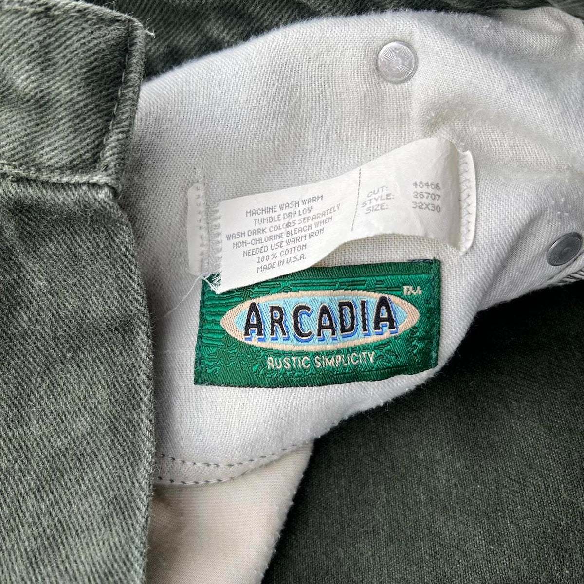 Vintage 90s Dark Green Jeans Made in USA 32x27