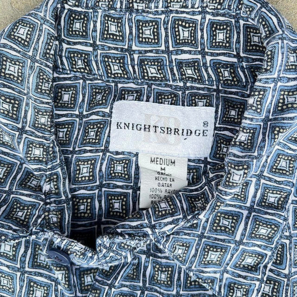 Vintage 90s Blue Square Pattern Club Shirt