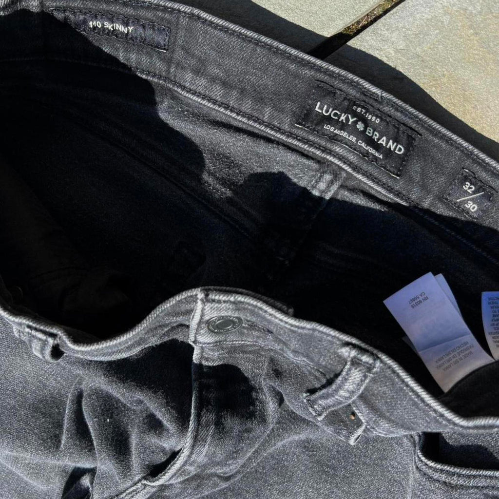 Black Stonewash Grunge Slim Jeans 32W x 30L