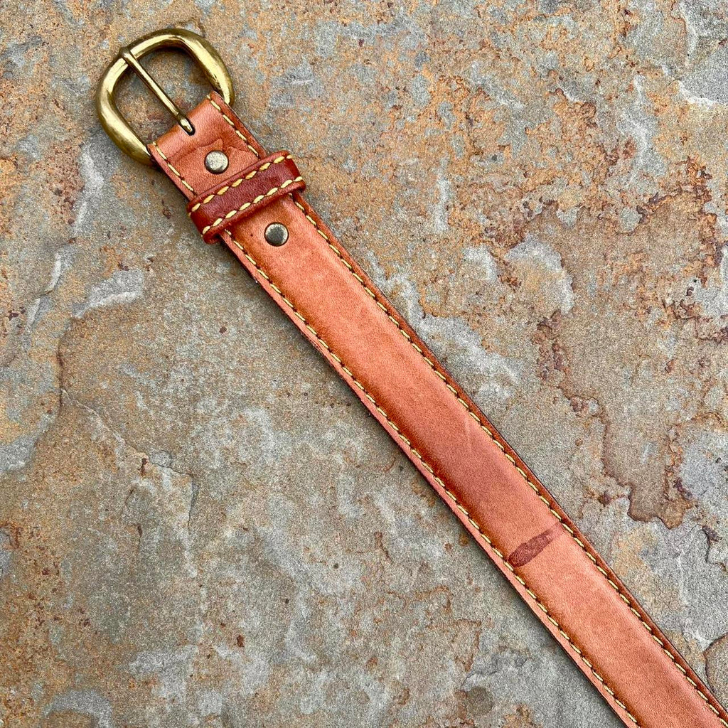 Neo-Vintage 90s Brown Contrast Stitch Leather Belt