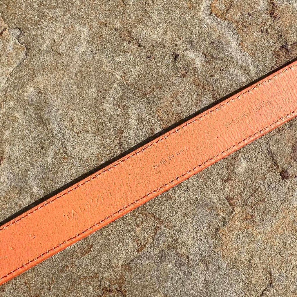 NWT Orange Tan Navy Colorblock Leather Belt Made in Italy