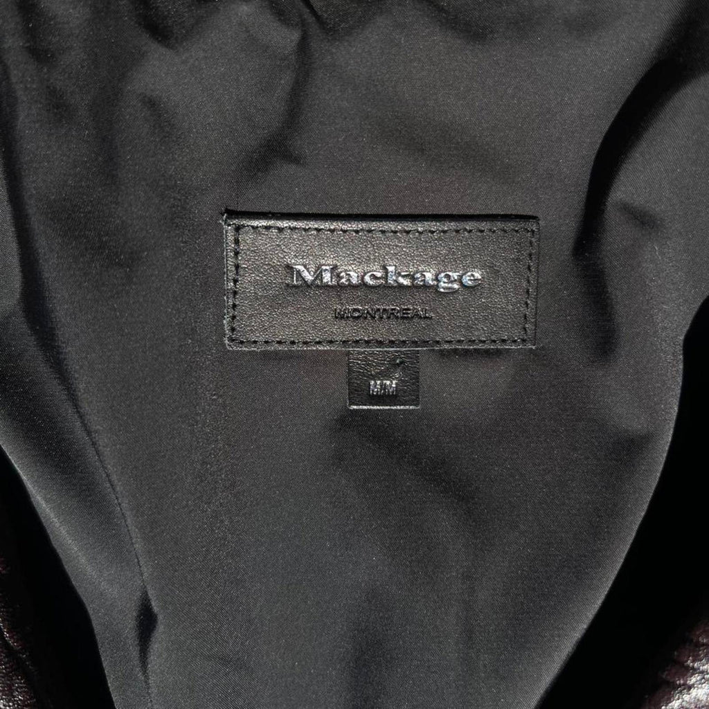 Mackage Montreal Burgundy Textured Leather Biker Jacket