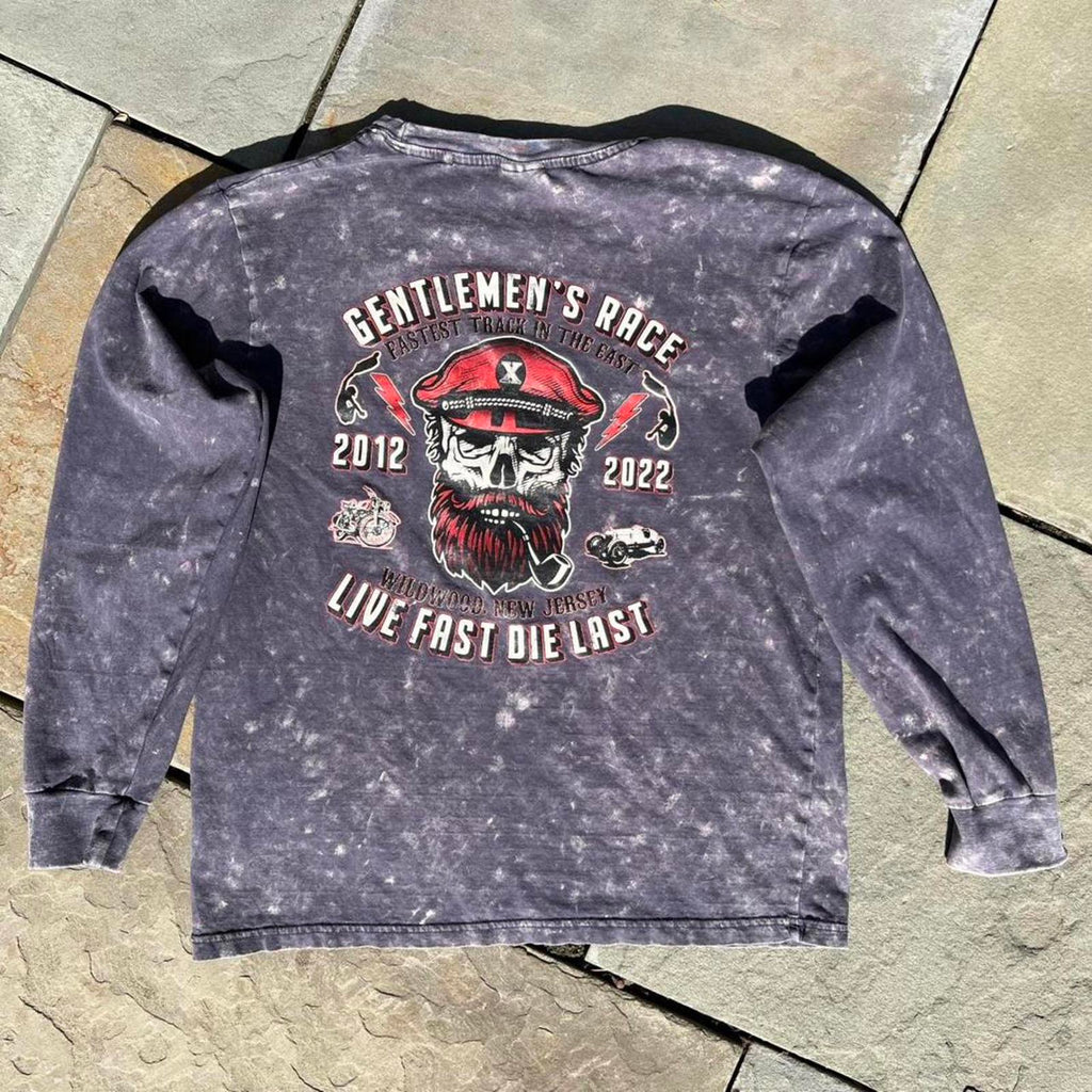 Gentlemen’s Race Grey Purple Acid Wash Long Sleeve T-Shirt
