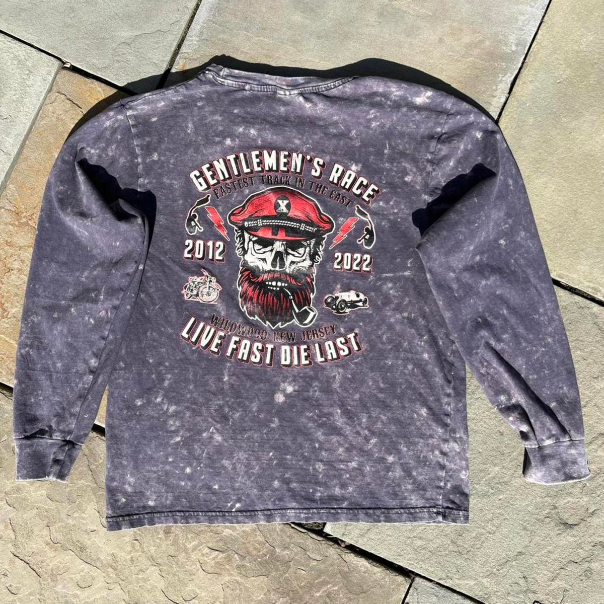 Gentlemen’s Race Grey Purple Acid Wash Long Sleeve T-Shirt