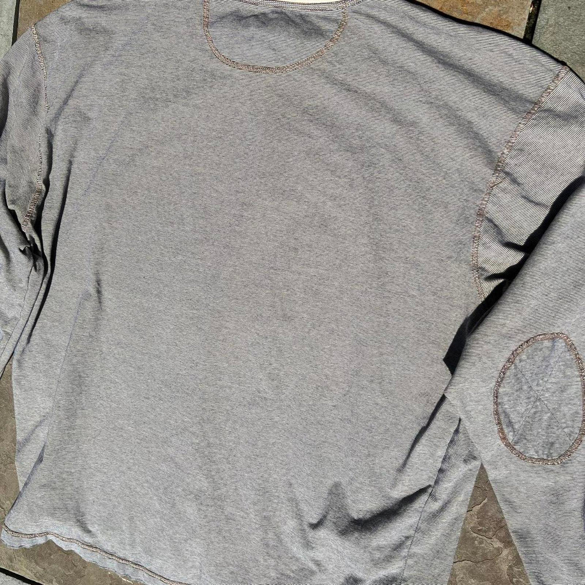 Tan + Blue Micro Stripe Snap Button Henley