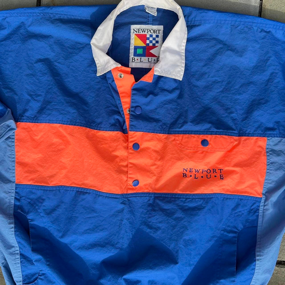 Vintage 90s Blue + Orange Pullover Colorblock Windbreaker