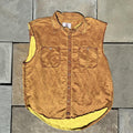 Vintage 90s Brown Yellow Cutoff Sleeve Silk/Linen Vest