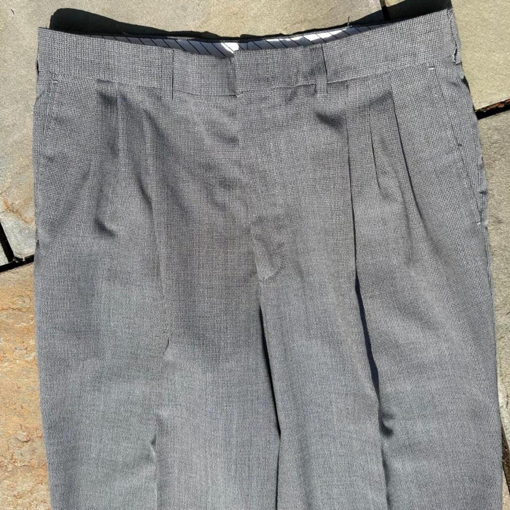 Neo-Vintage 90s Grey Black Knit Pattern Pleated Pants