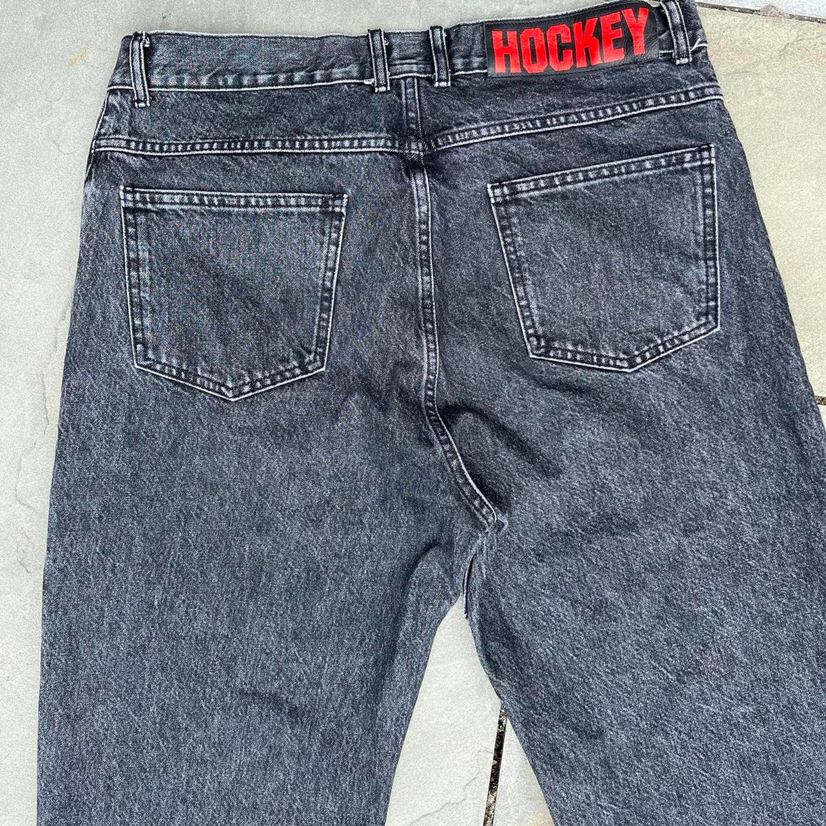 Hockey Double Knee Black Washed Denim Jeans