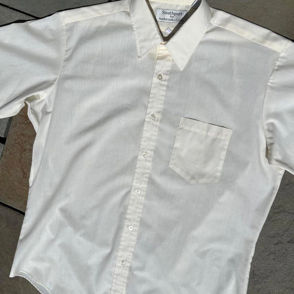 Vintage 80s Pale Yellow Short Sleeve Button Down Shirt