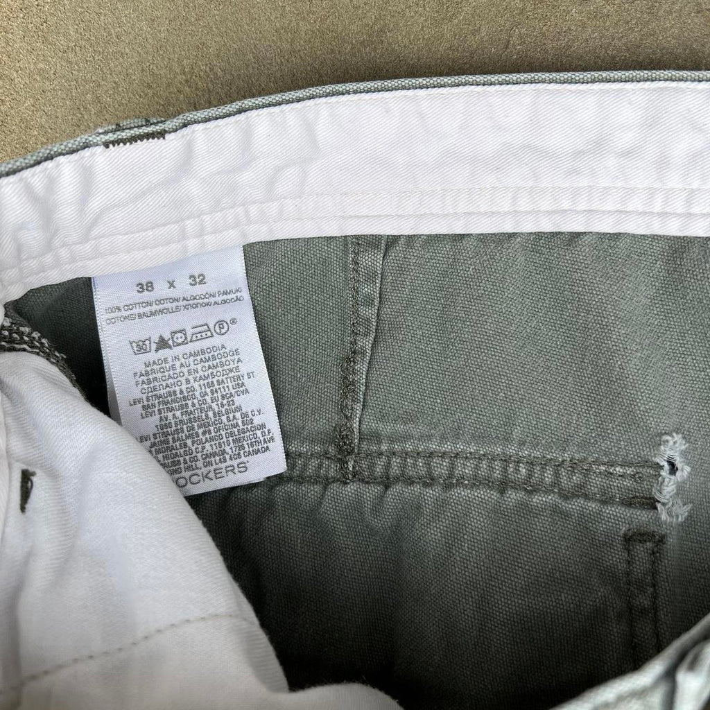 Y2K Pale Olive Green Canvas Utility Work Pants
