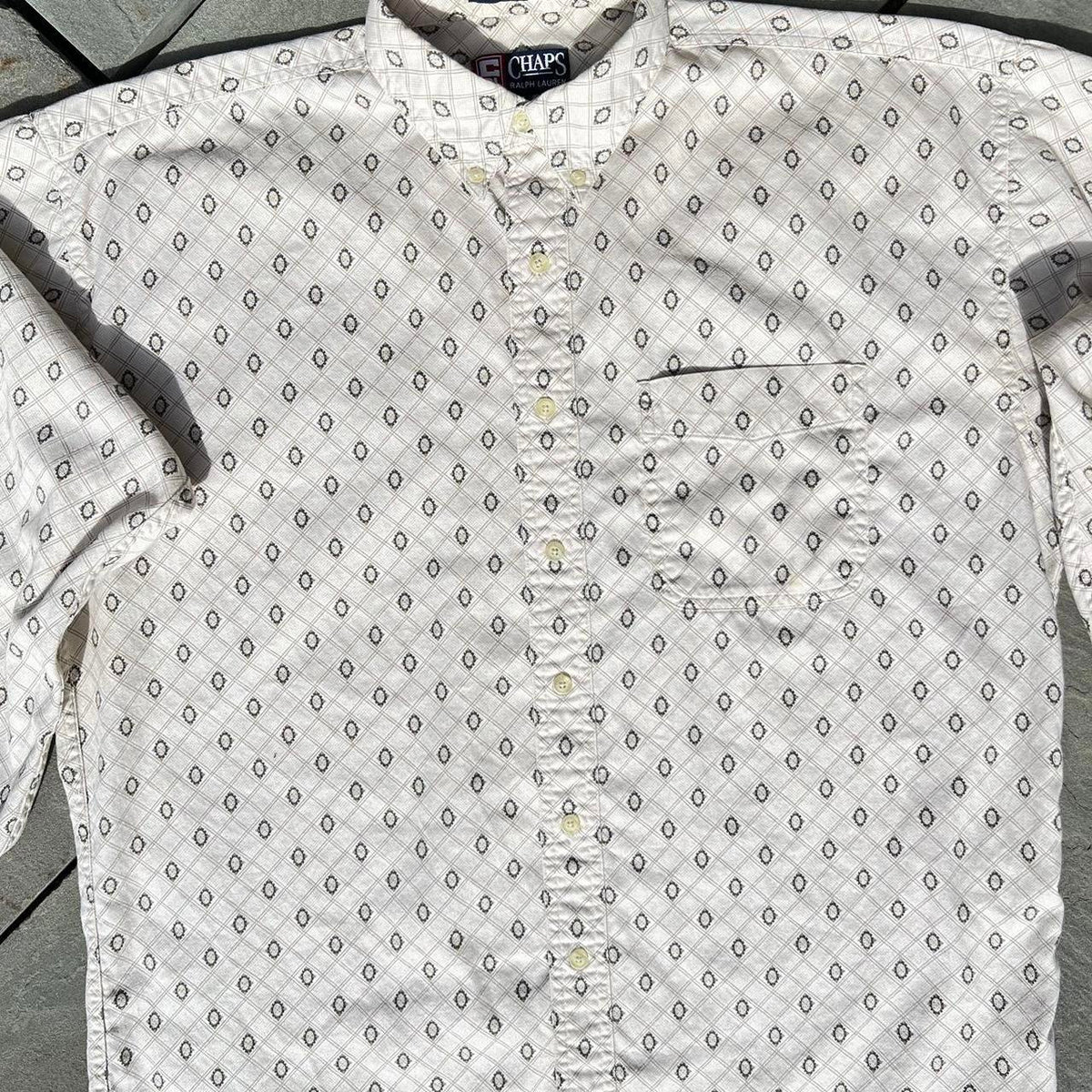 Vintage 90s Diamond Grid Pattern Button Down Shirt