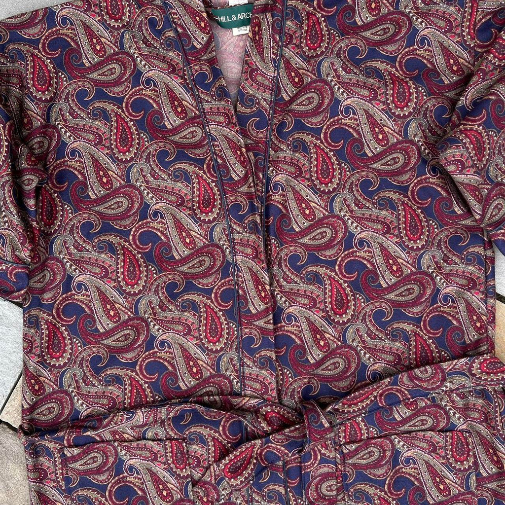 Vintage 90s Burgundy Paisley Robe Made in USA