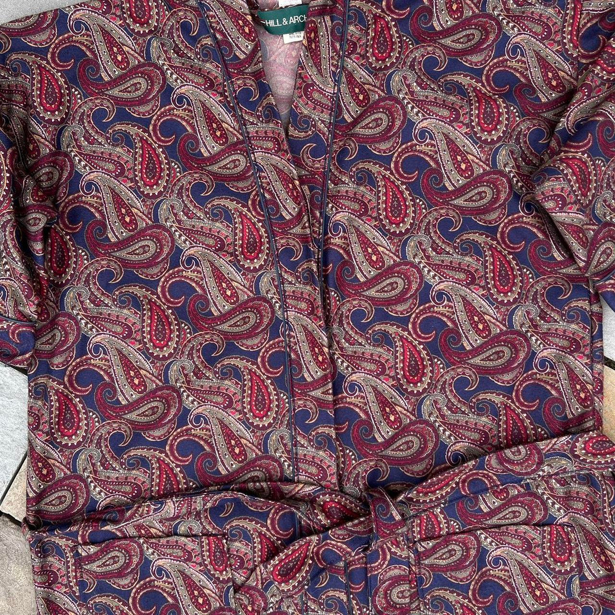 Vintage 90s Burgundy Paisley Robe Made in USA