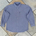 Vintage 90s Guess Designer Blue Knit Pattern Button Down