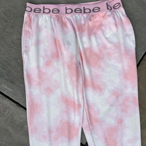 Bebe Pink + White Tie-Dye Loungewear Sweatpants