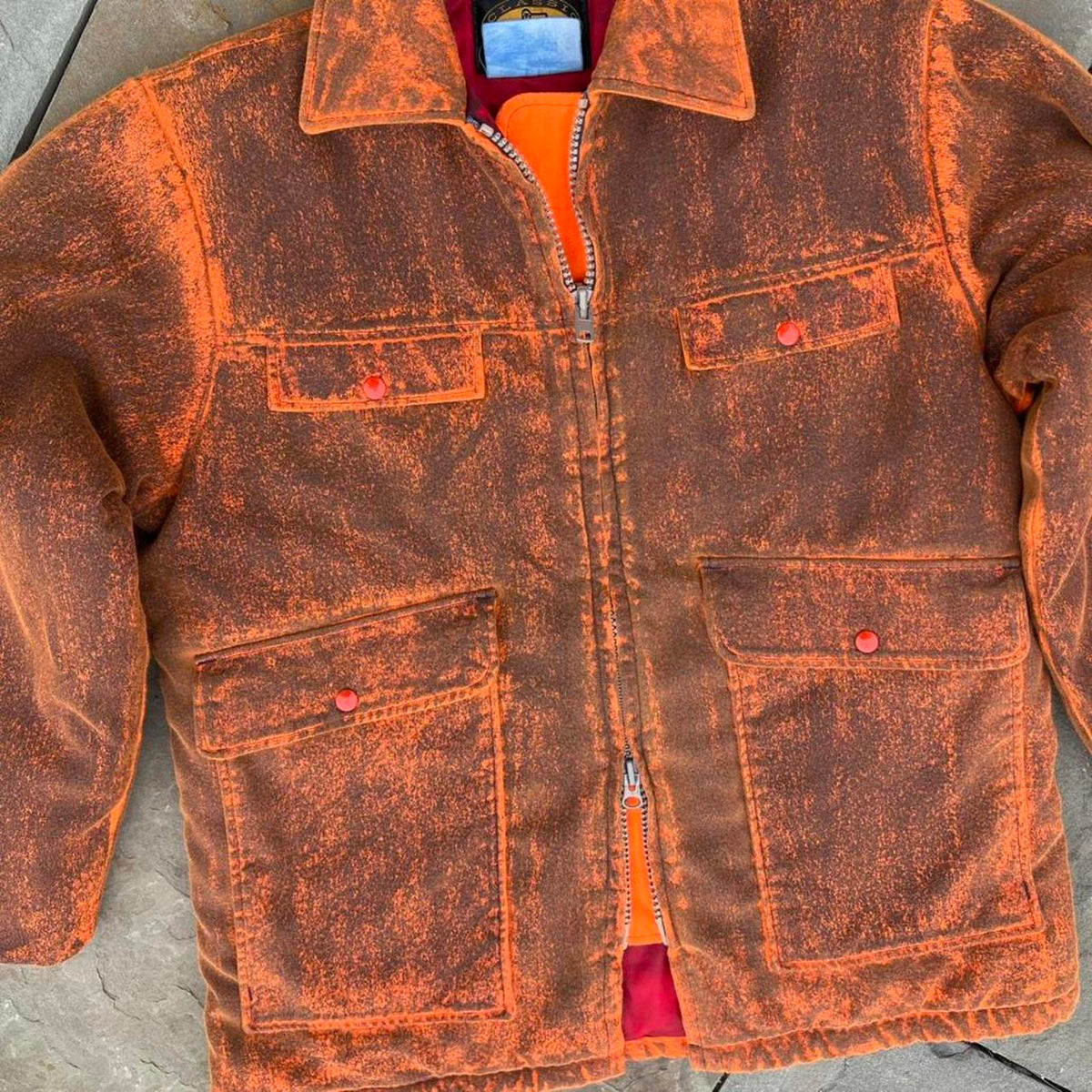 Vintage 80s Pigment Painted 2-way Zipper Coat Made in USA