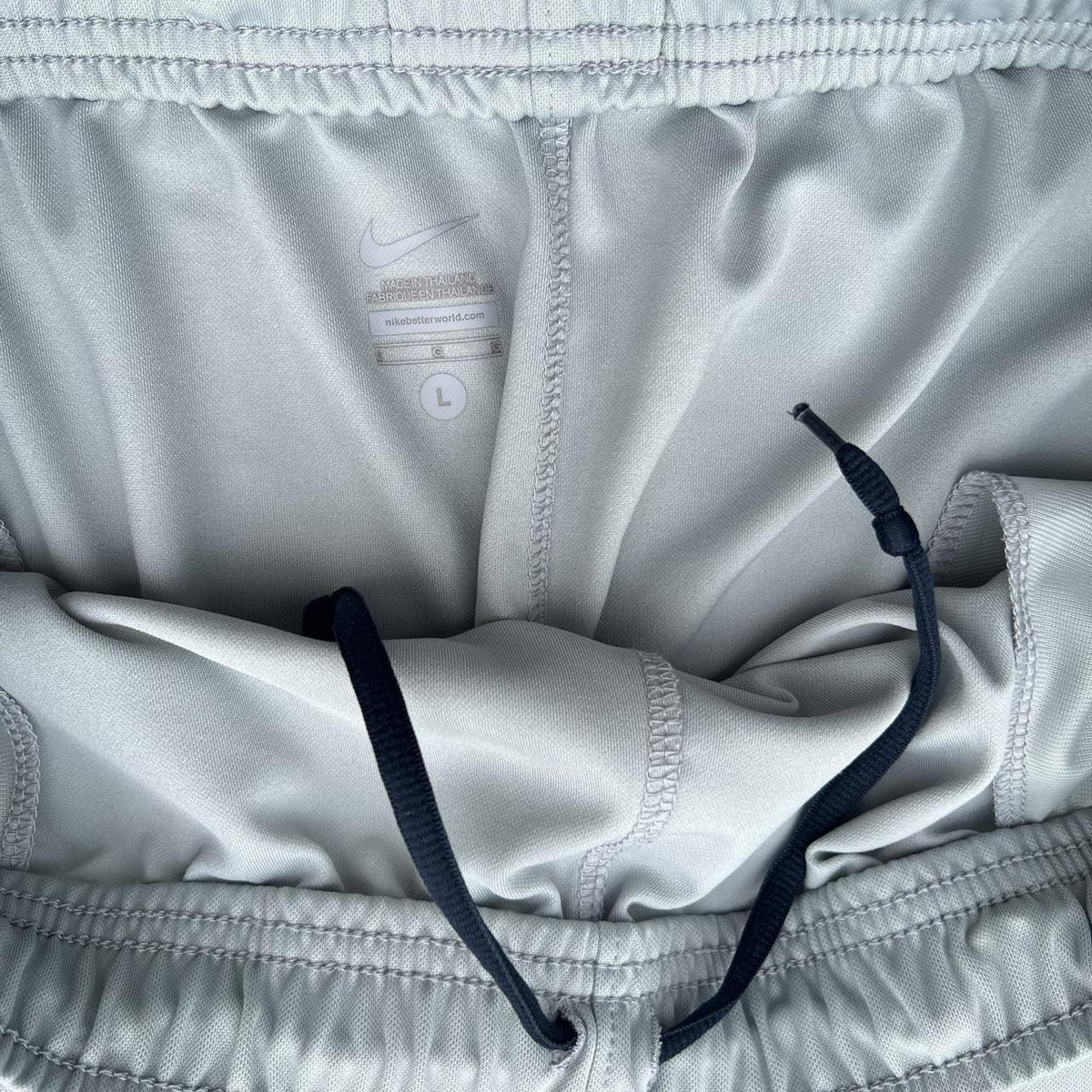 Nike Grey + Teal/Navy Vertical Stripe Workout Shorts