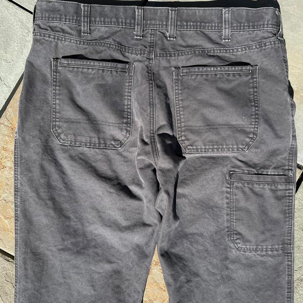 Garment Dyed Grey Canvas Utility Work Pants