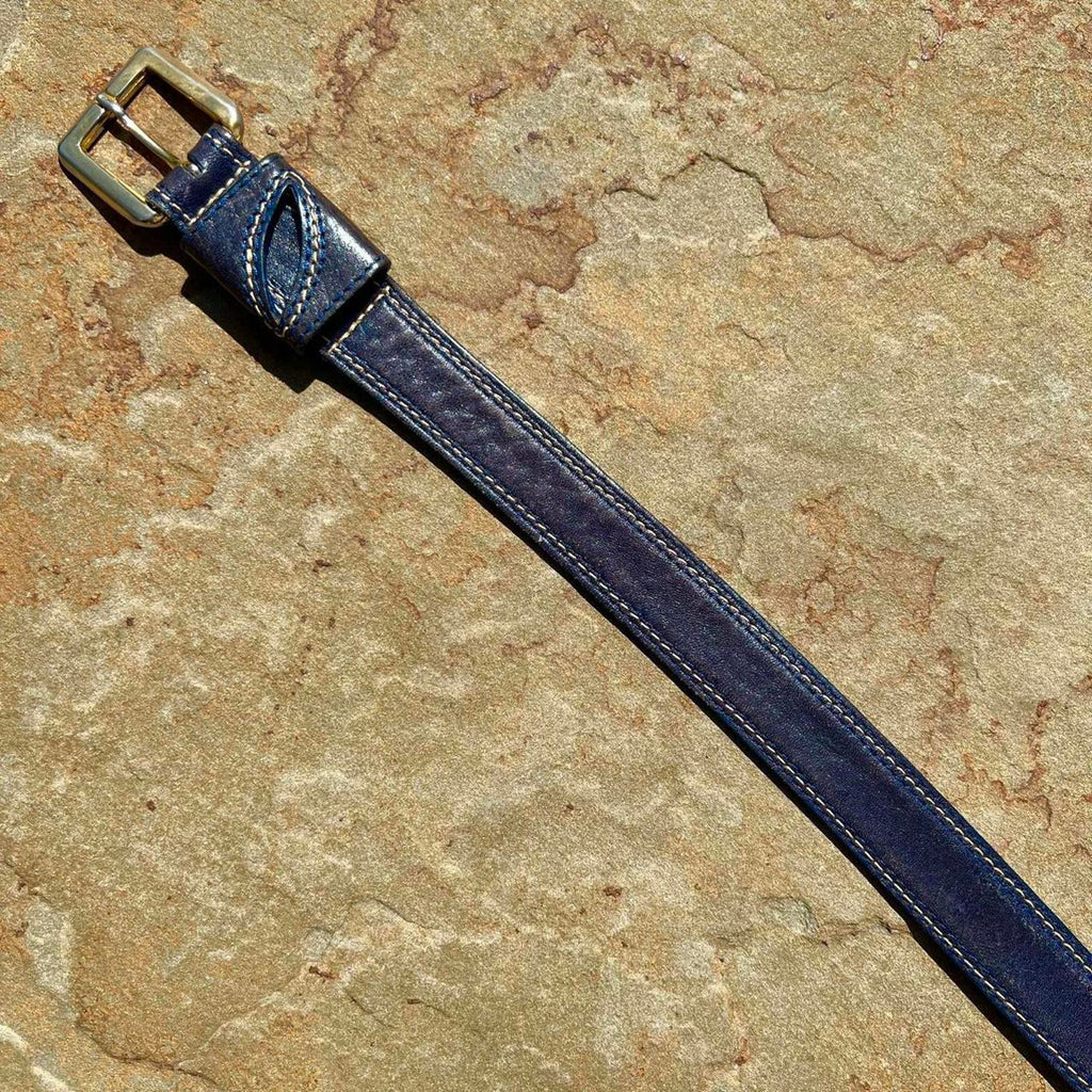 Vintage 90s Dark Blue Leather Belt