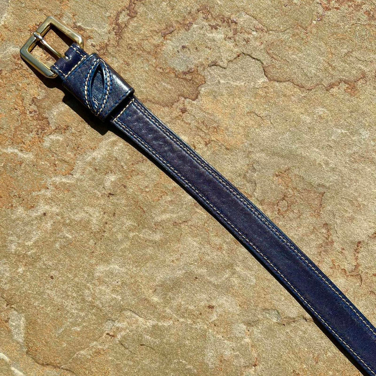 Vintage 90s Dark Blue Leather Belt