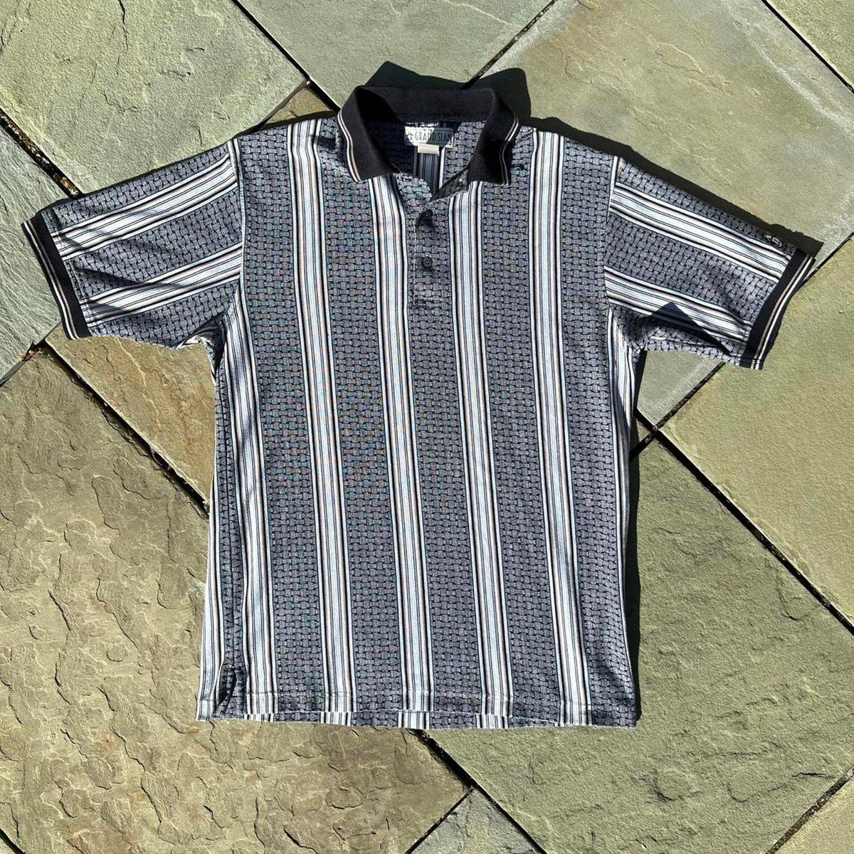 Neo-Vintage Y2K Vertical Stripe + Pattern Polo