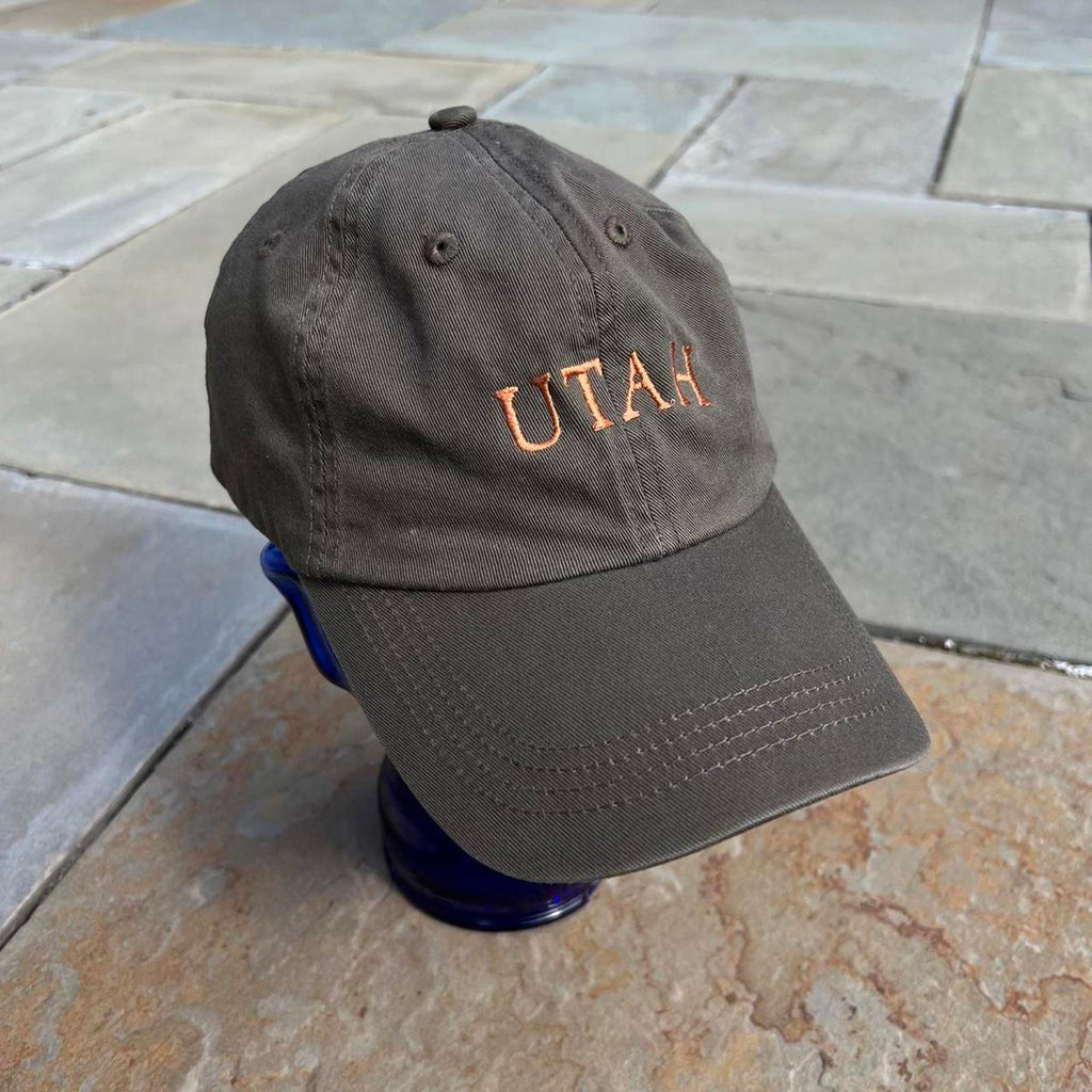 Utah Embroidered Strapback Dad Hat Olive Green