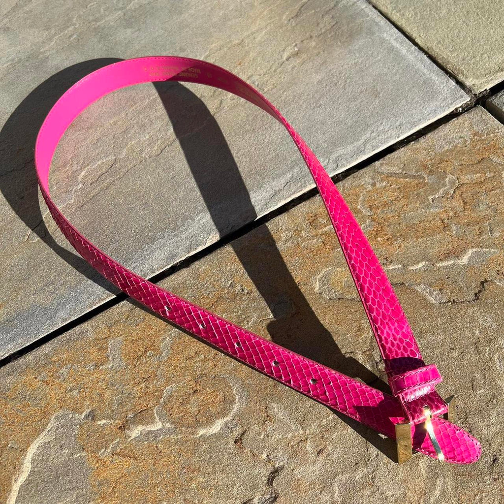 Vintage 80s Genuine Snake Skin Pink Belt