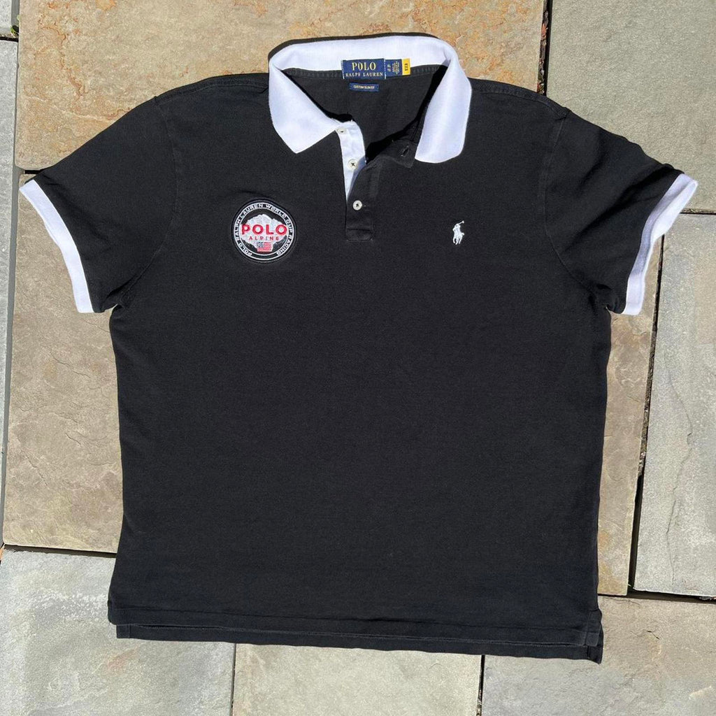 Polo Ralph Lauren Black White Alpine Patch Polo Shirt