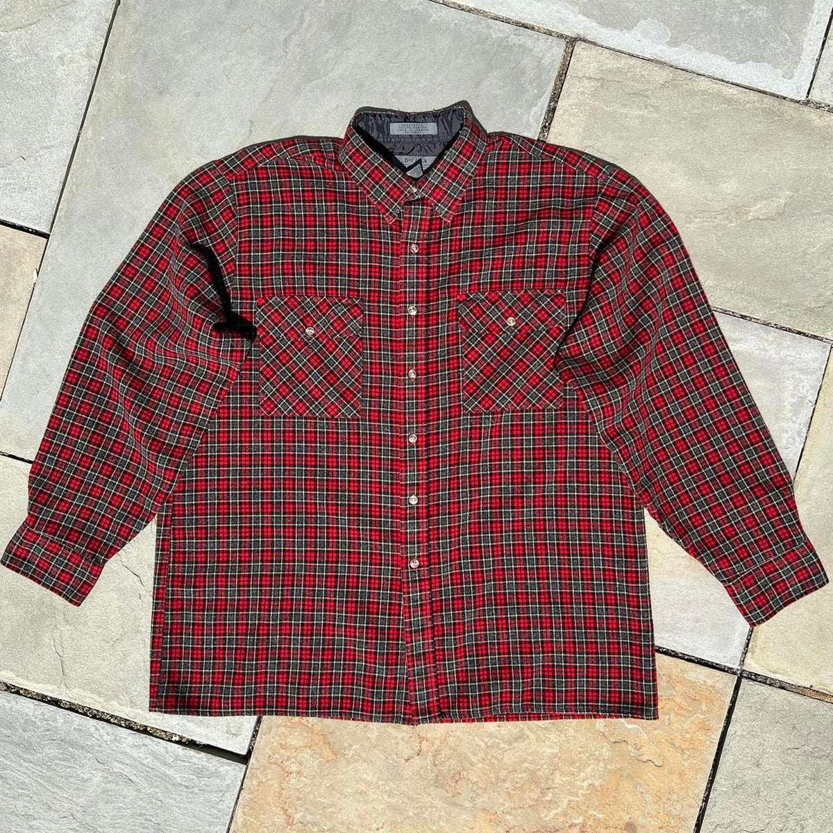 Vintage 90s Woven Plaid Work Shirt