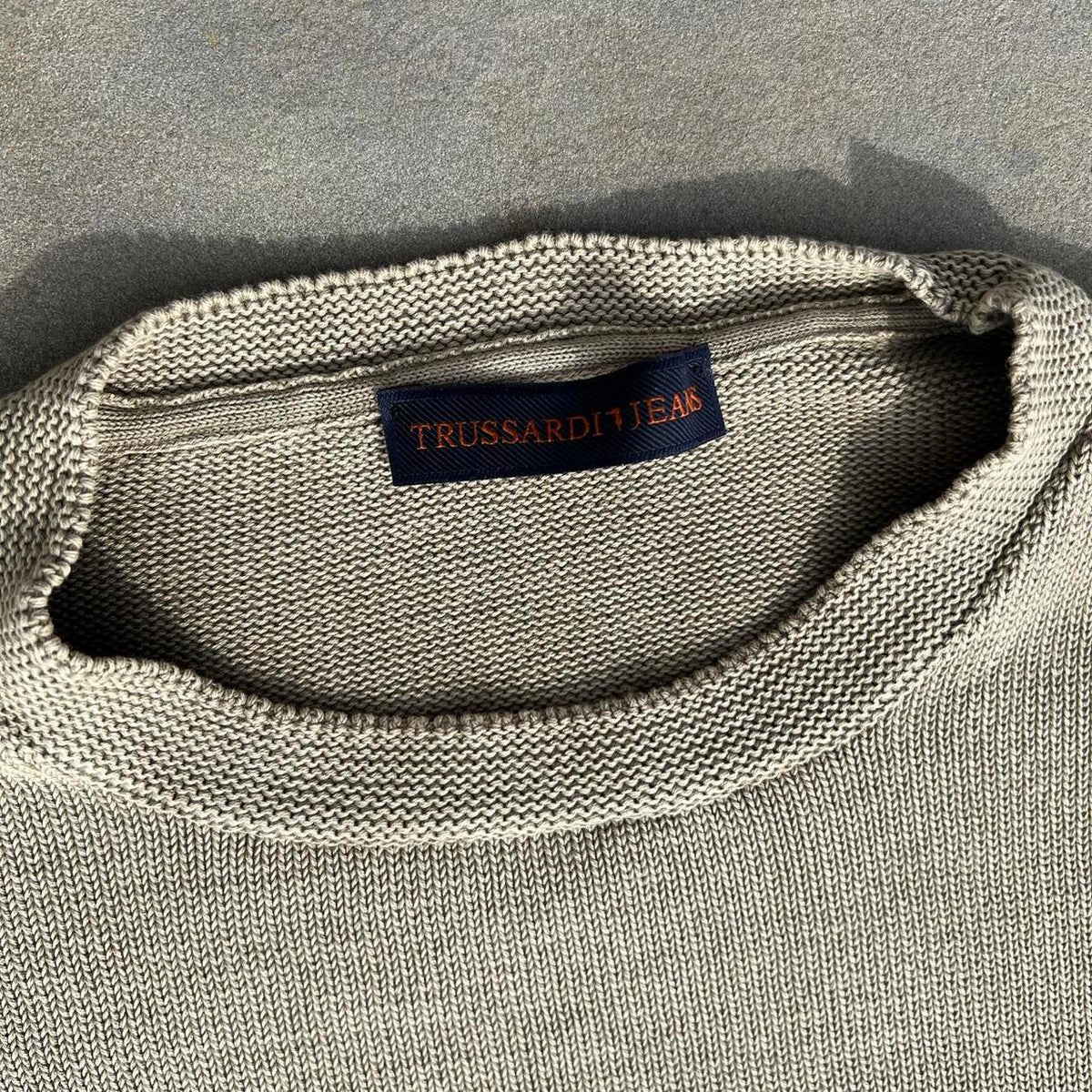 Garment Dyed Tan Knit Crewneck Sweater