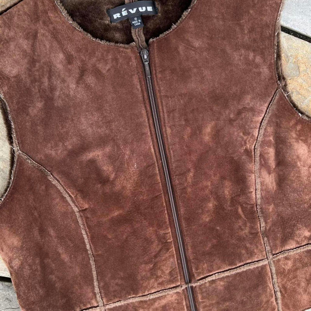 Vintage 90s Brown Genuine Suede Leather Vest
