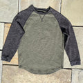 Olive Green + Dark Grey Heather Waffle Knit Thermal
