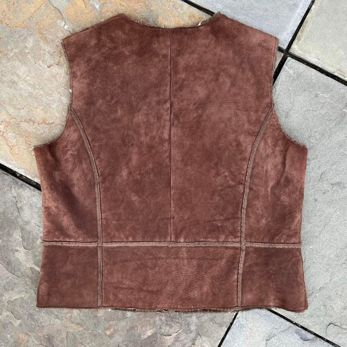 Vintage 90s Brown Genuine Suede Leather Vest