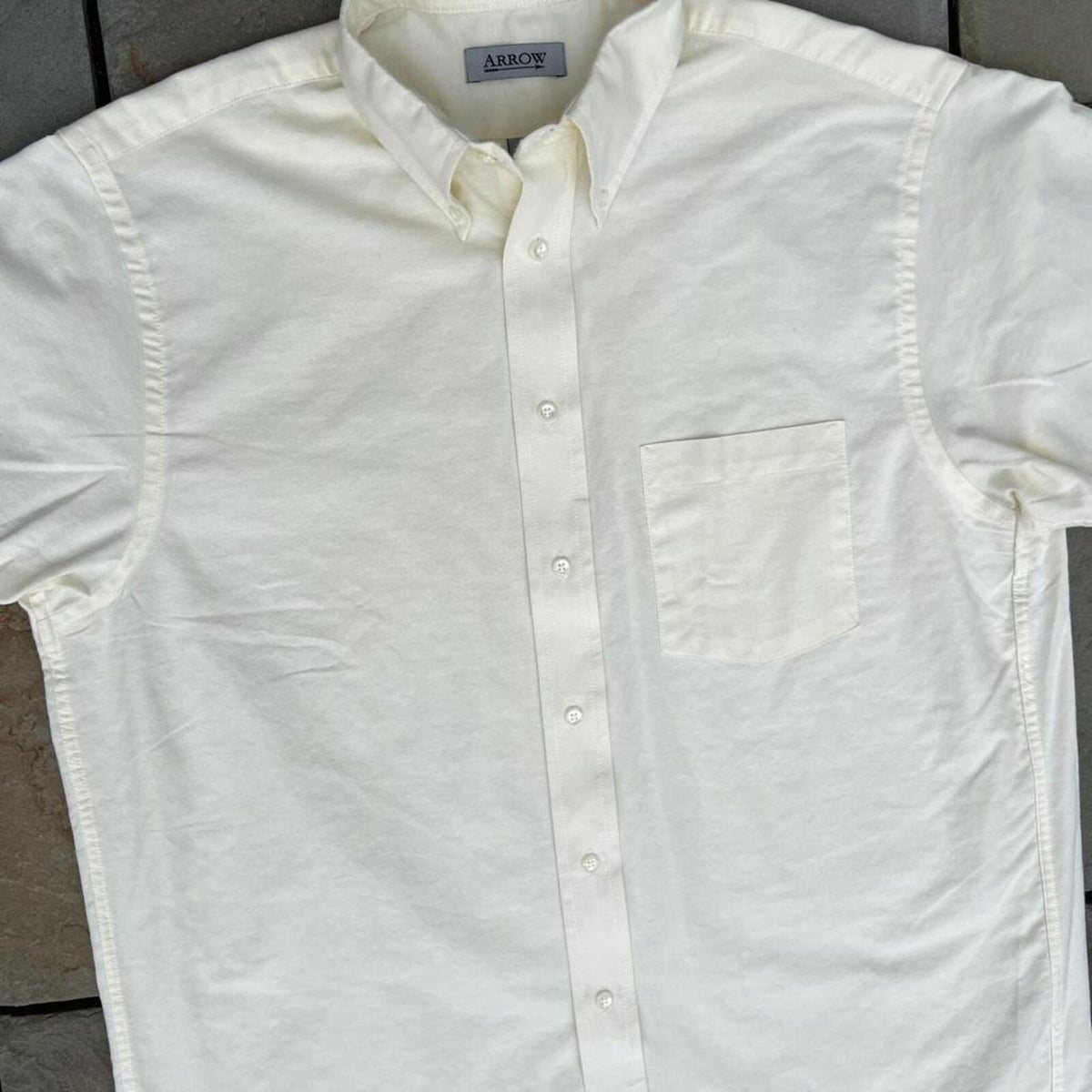 Vintage 90s Pale Yellow Oxford Short Sleeve Button Down