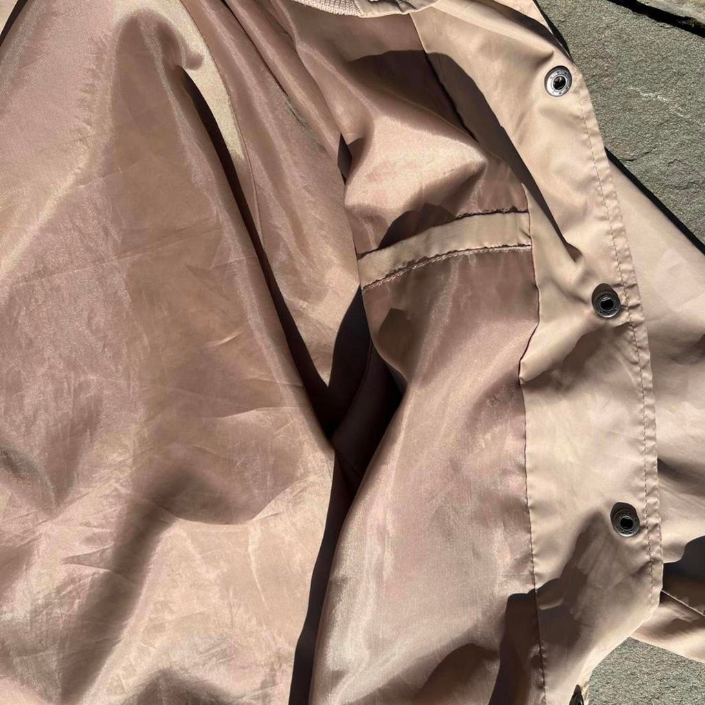 Neo-Vintage 90s Lightweight Tan Bomber Windbreaker Jacket