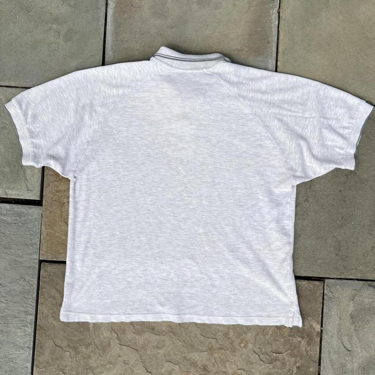 Neo-Vintage 90s Made in USA Cream Grey Waffle Knit Polo